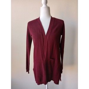 Red Label Women's Maroon Open Long Cardigan 2 Pocket Sweater Size Small